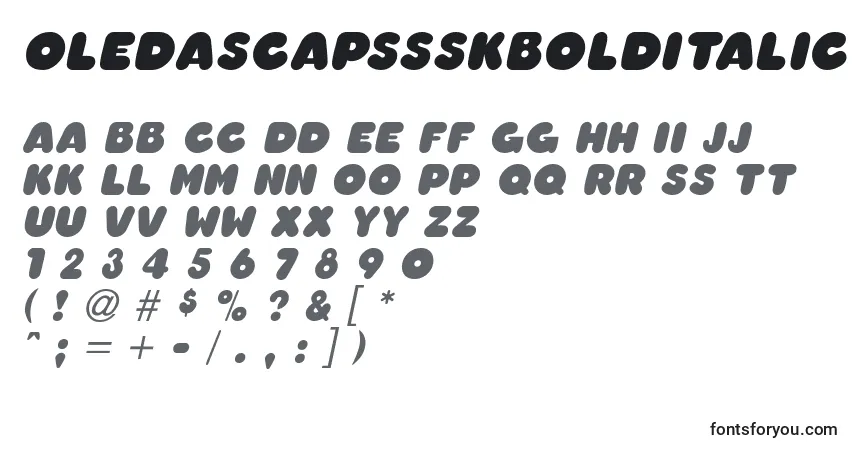 Шрифт OledascapssskBolditalic – алфавит, цифры, специальные символы