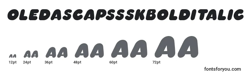 Размеры шрифта OledascapssskBolditalic
