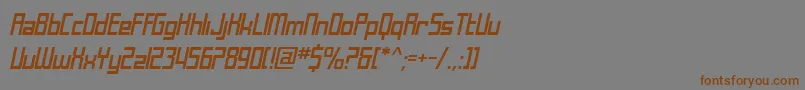 フォントSfLaundromaticOblique – 茶色の文字が灰色の背景にあります。