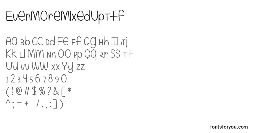 A fonte EvenMoreMixedUpTtf – alfabeto, números, caracteres especiais