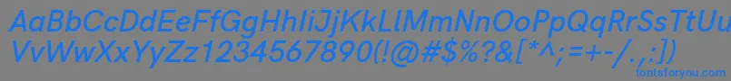 HkgroteskSemibolditalic-Schriftart – Blaue Schriften auf grauem Hintergrund