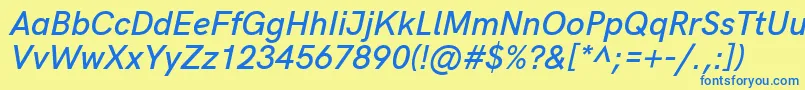 HkgroteskSemibolditalic Font – Blue Fonts on Yellow Background