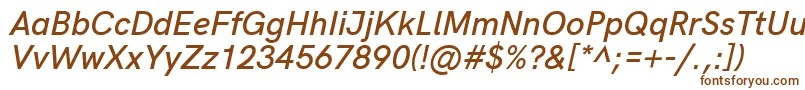 HkgroteskSemibolditalic-fontti – ruskeat fontit valkoisella taustalla
