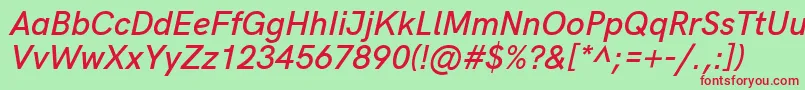 HkgroteskSemibolditalic Font – Red Fonts on Green Background