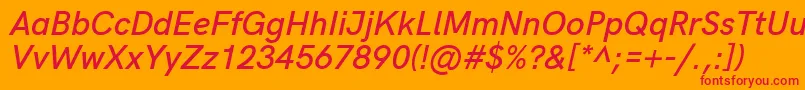 HkgroteskSemibolditalic Font – Red Fonts on Orange Background