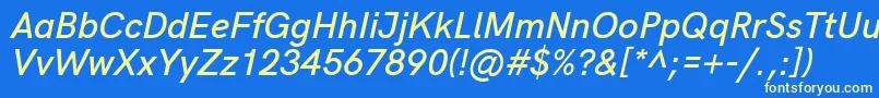 HkgroteskSemibolditalic Font – Yellow Fonts on Blue Background