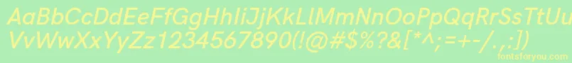 HkgroteskSemibolditalic Font – Yellow Fonts on Green Background