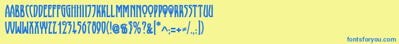 フォントProletariat – 青い文字が黄色の背景にあります。