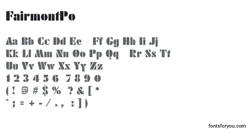 Шрифт FairmontPosterLight – алфавит, цифры, специальные символы