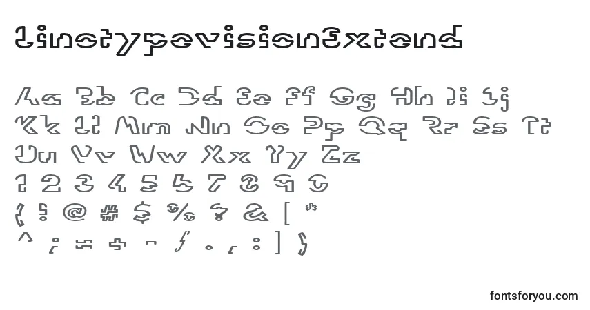 Czcionka LinotypevisionExtend – alfabet, cyfry, specjalne znaki