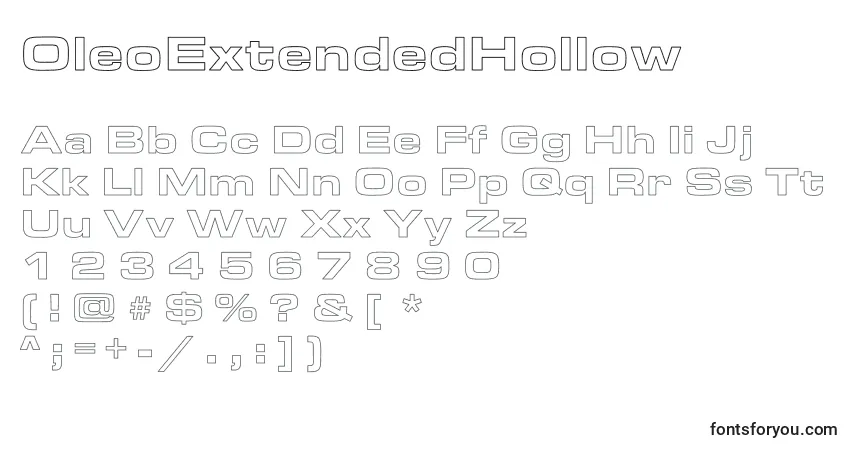 OleoExtendedHollow-fontti – aakkoset, numerot, erikoismerkit