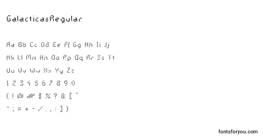 Schriftart GalacticasRegular – Alphabet, Zahlen, spezielle Symbole