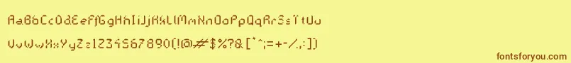 フォントGalacticasRegular – 茶色の文字が黄色の背景にあります。