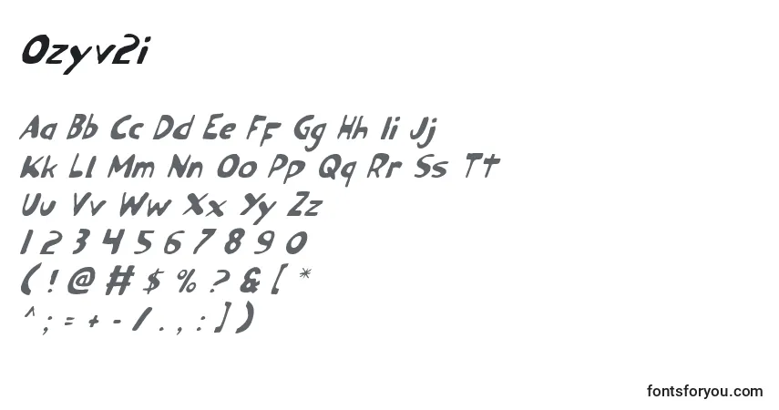 Czcionka Ozyv2i – alfabet, cyfry, specjalne znaki