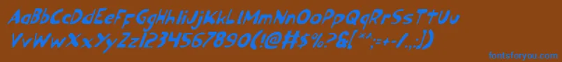 Ozyv2i Font – Blue Fonts on Brown Background