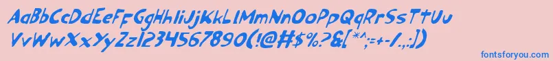 Ozyv2i-Schriftart – Blaue Schriften auf rosa Hintergrund