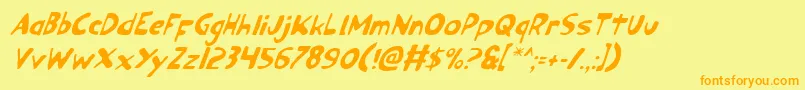 フォントOzyv2i – オレンジの文字が黄色の背景にあります。