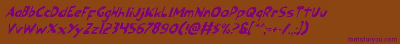Ozyv2i-Schriftart – Violette Schriften auf braunem Hintergrund