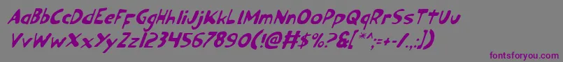 フォントOzyv2i – 紫色のフォント、灰色の背景