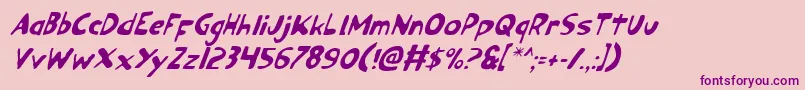 フォントOzyv2i – ピンクの背景に紫のフォント