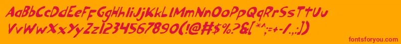 フォントOzyv2i – オレンジの背景に赤い文字