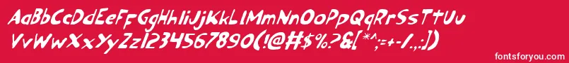 Ozyv2i-fontti – valkoiset fontit punaisella taustalla
