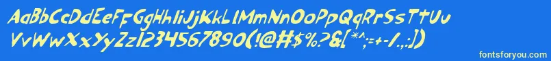 Ozyv2i Font – Yellow Fonts on Blue Background