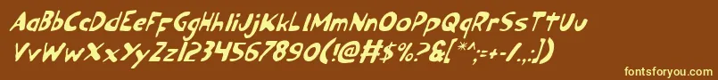 Ozyv2i-fontti – keltaiset fontit ruskealla taustalla