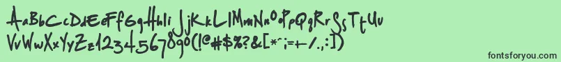 フォントSplurgeb – 緑の背景に黒い文字