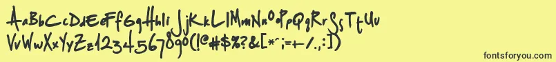 Splurgeb-Schriftart – Schwarze Schriften auf gelbem Hintergrund
