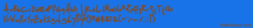 Splurgeb-Schriftart – Braune Schriften auf blauem Hintergrund