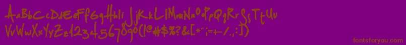 Splurgeb-Schriftart – Braune Schriften auf violettem Hintergrund