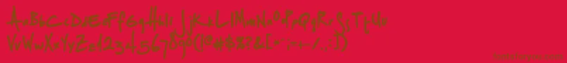 Splurgeb-Schriftart – Braune Schriften auf rotem Hintergrund