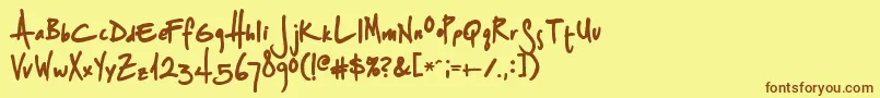 フォントSplurgeb – 茶色の文字が黄色の背景にあります。