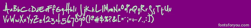 フォントSplurgeb – 紫の背景に緑のフォント
