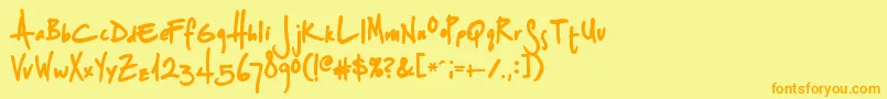 フォントSplurgeb – オレンジの文字が黄色の背景にあります。