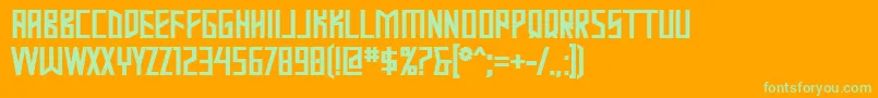 Fonte MastodonBold – fontes verdes em um fundo laranja