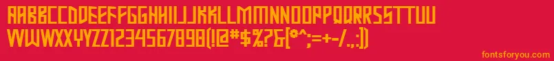 MastodonBold-Schriftart – Orangefarbene Schriften auf rotem Hintergrund