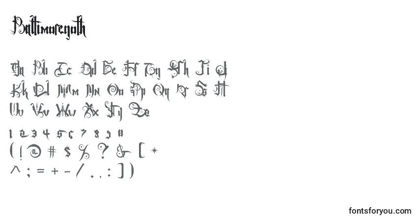 A fonte Baltimoregoth – alfabeto, números, caracteres especiais