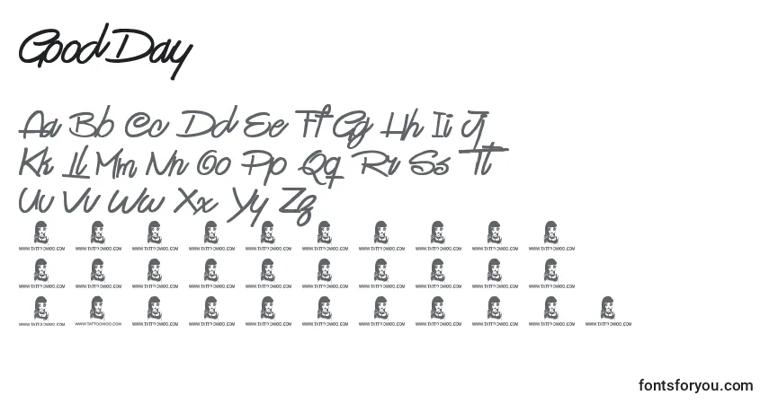 Schriftart GoodDay – Alphabet, Zahlen, spezielle Symbole
