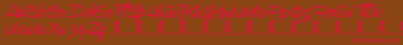 GoodDay-Schriftart – Rote Schriften auf braunem Hintergrund