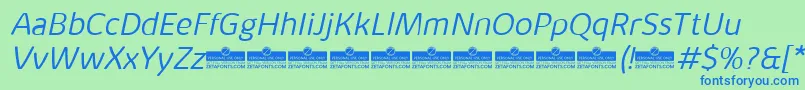 KabrioAlternateLightItalicTrial Font – Blue Fonts on Green Background