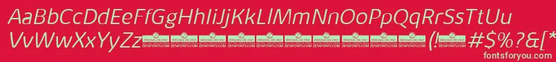 フォントKabrioAlternateLightItalicTrial – 赤い背景に緑の文字