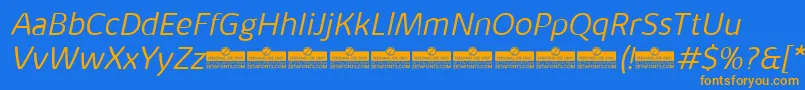 KabrioAlternateLightItalicTrial Font – Orange Fonts on Blue Background