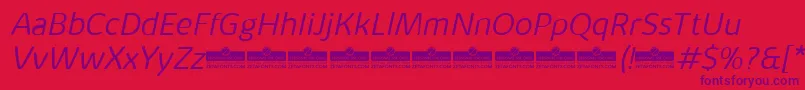 KabrioAlternateLightItalicTrial Font – Purple Fonts on Red Background