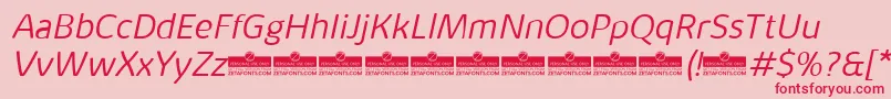 Fonte KabrioAlternateLightItalicTrial – fontes vermelhas em um fundo rosa
