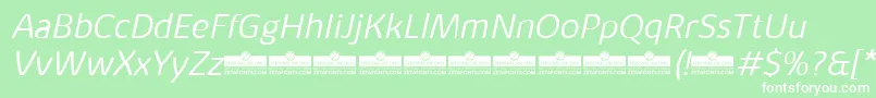 KabrioAlternateLightItalicTrial-Schriftart – Weiße Schriften auf grünem Hintergrund
