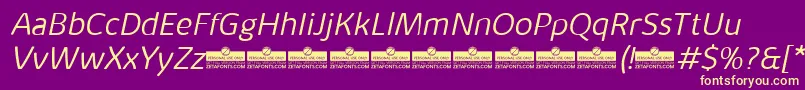 KabrioAlternateLightItalicTrial Font – Yellow Fonts on Purple Background