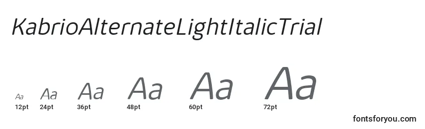Размеры шрифта KabrioAlternateLightItalicTrial