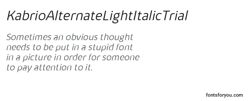 Review of the KabrioAlternateLightItalicTrial Font